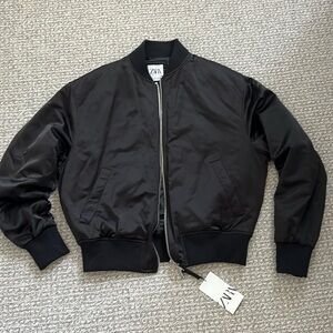 New Zara Men Black Bomber Jacket Coat Winter Top M